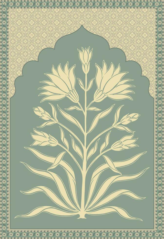 hermosa mano dibujado flor diseño frontera dibujo. botánico floral étnico motivo planta ilustración. vector