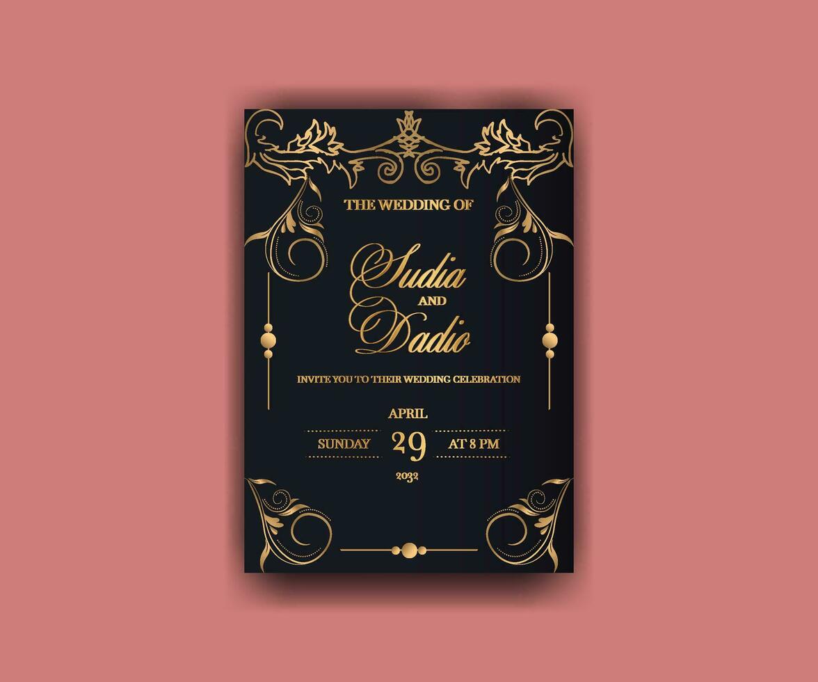 Wedding invitation card template Free Vector