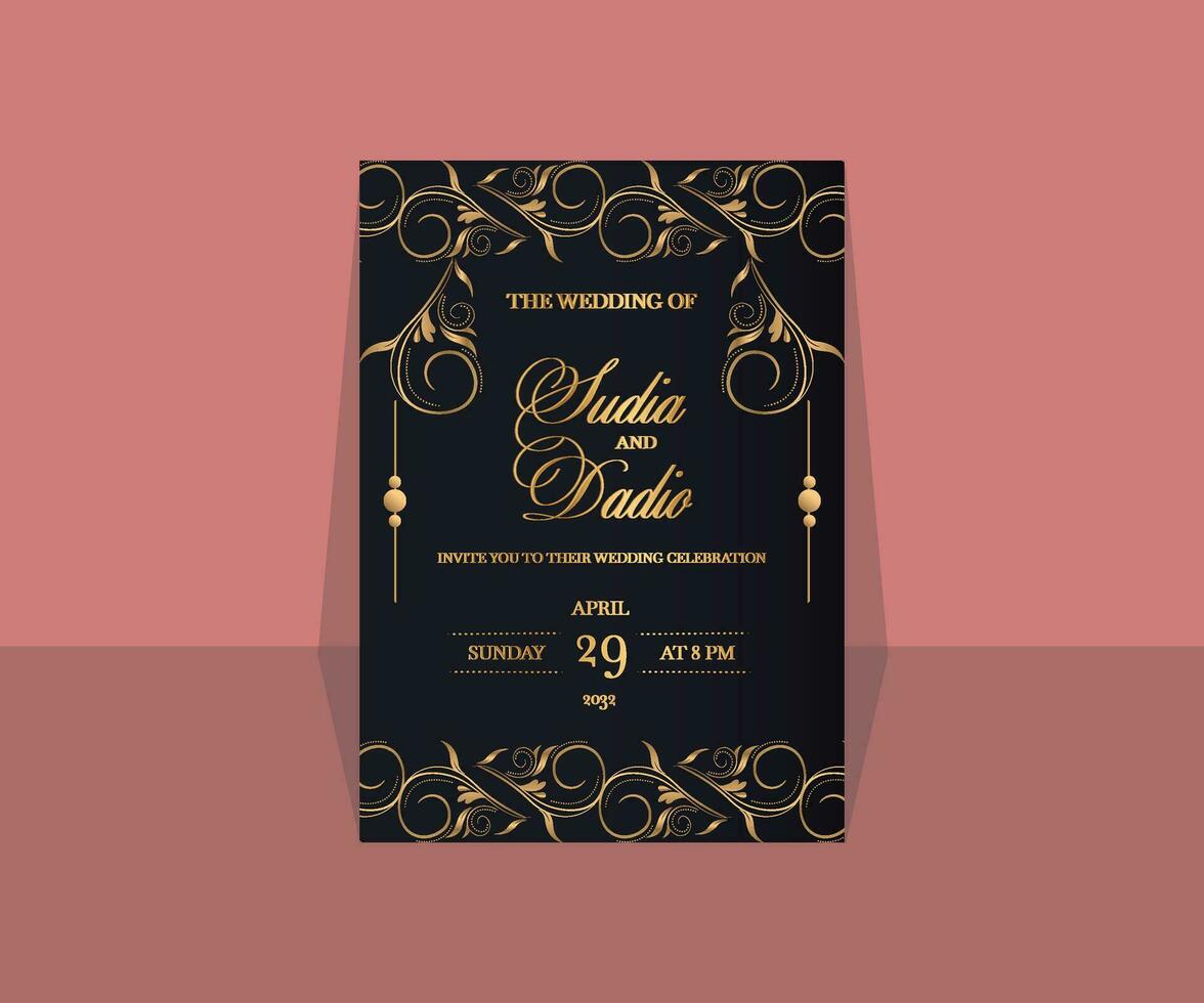 Wedding invitation card template Free Vector