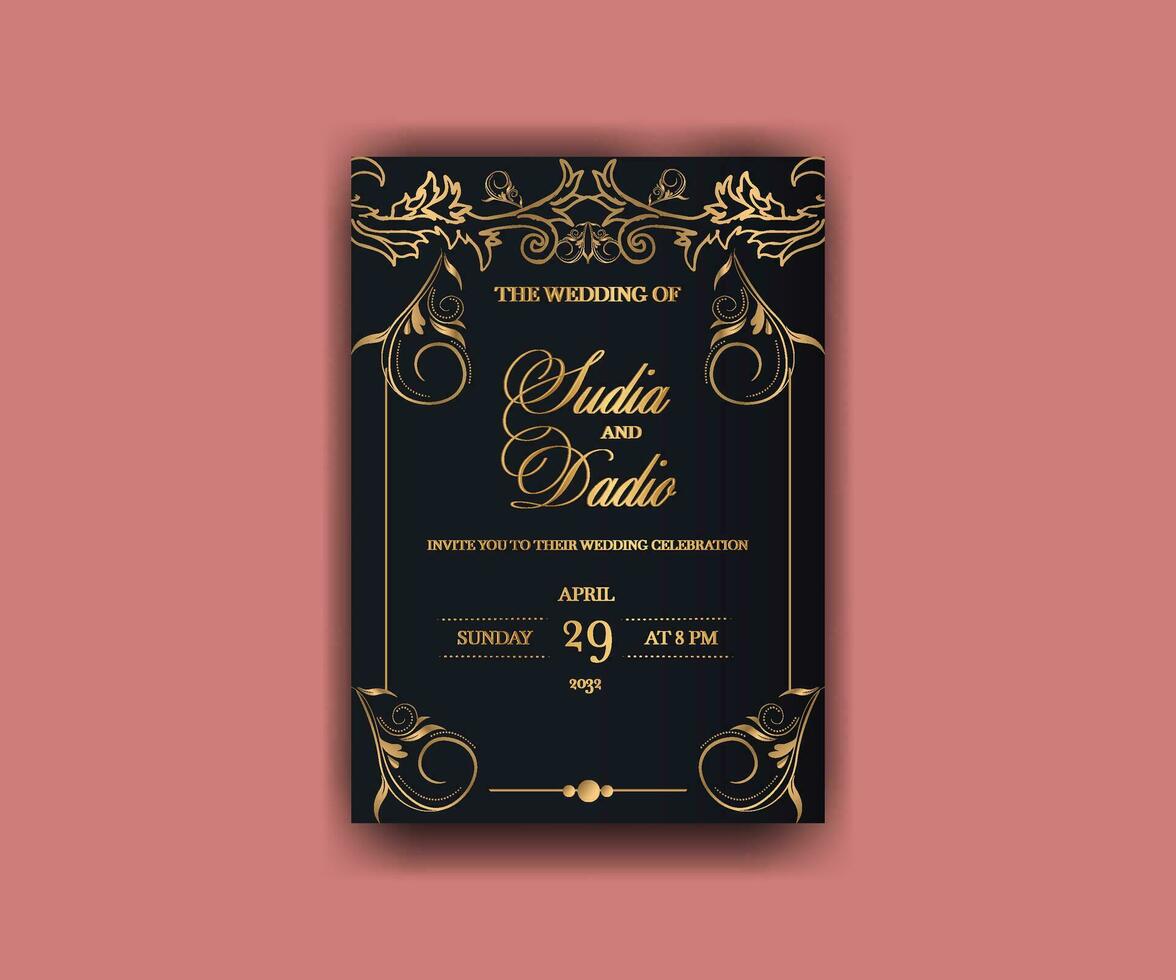 Wedding invitation card template Free Vector