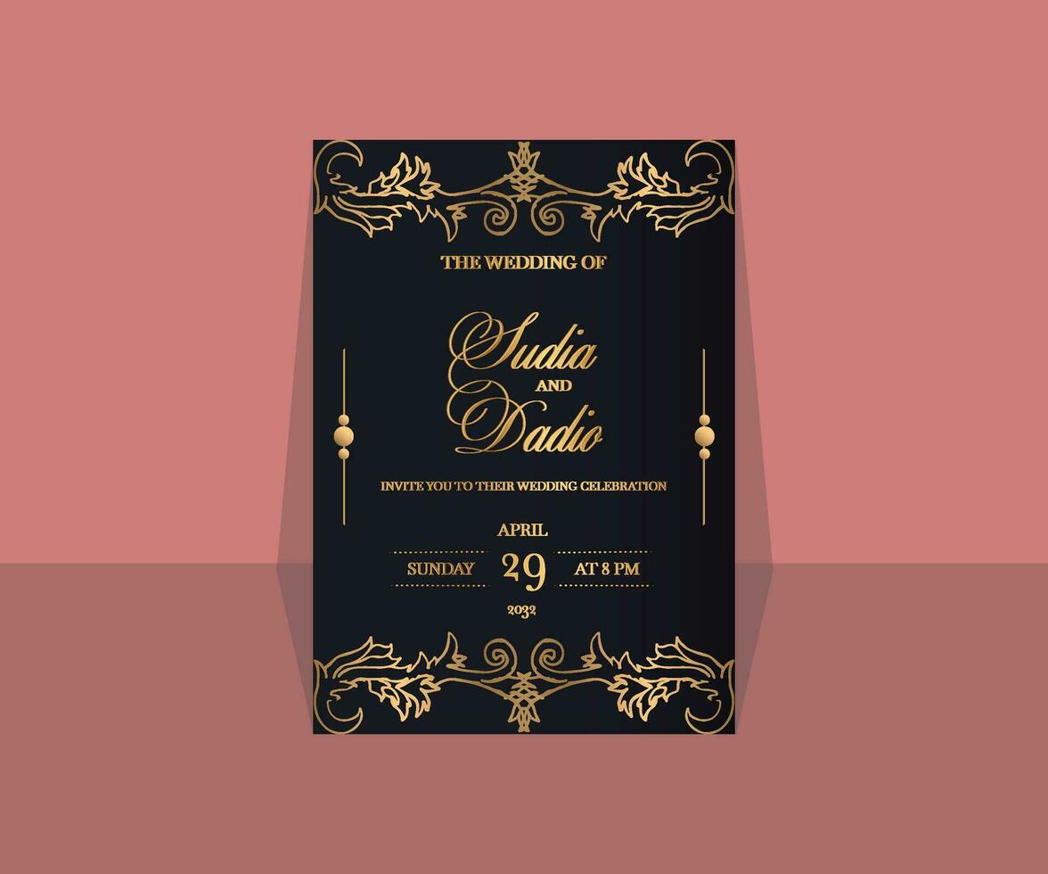 Wedding invitation card template Free Vector