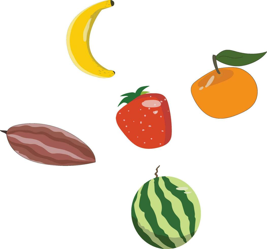 Fruits icon set isolated on white background. Vector illustration.