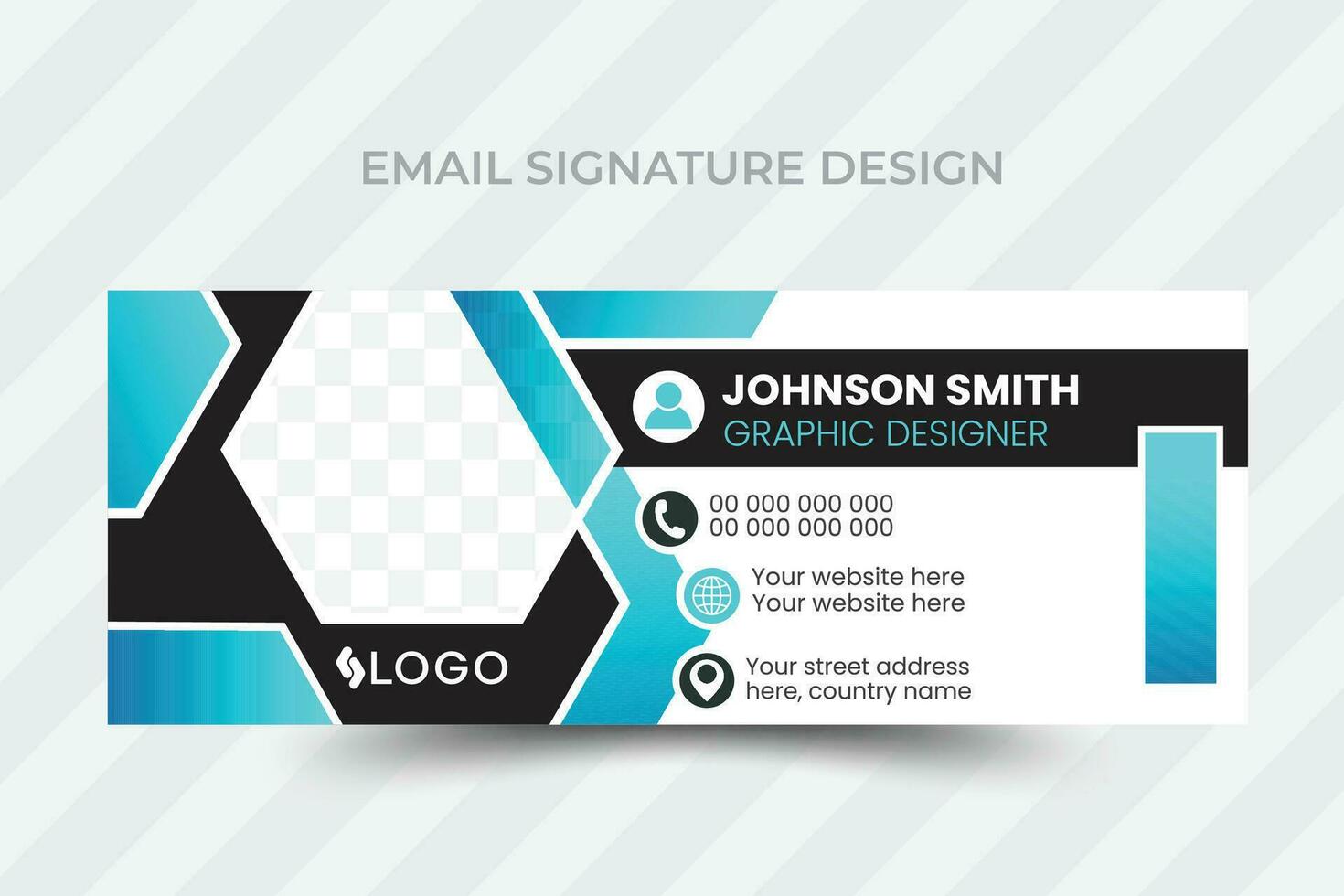 Corporate email signature for all business with white background, unique abstract design template. vector