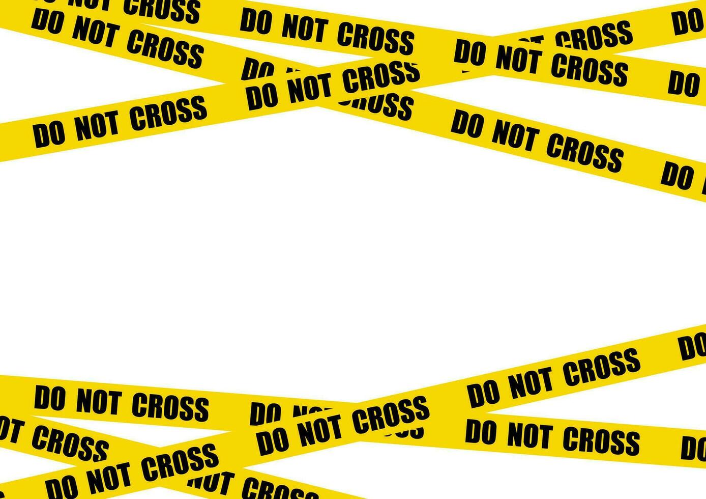 Forensic science concept. Yellow stripe police line with text do not cross on white background with copy space. Warning, Under Construction. vector