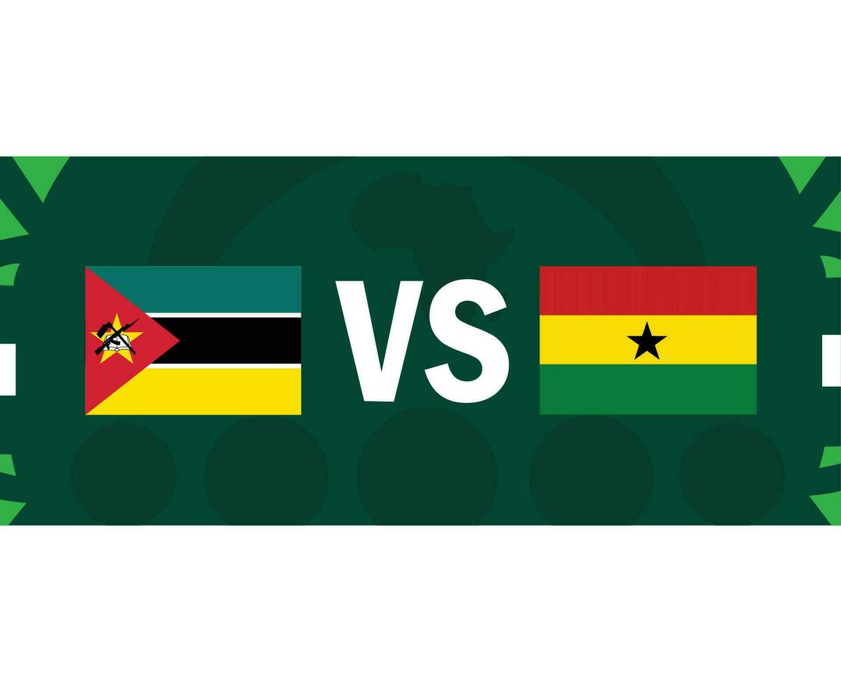 Mozambique And Ghana African Flags Nations 2023 Group B Teams Countries African Football Symbol Logo Design Vector Illustration