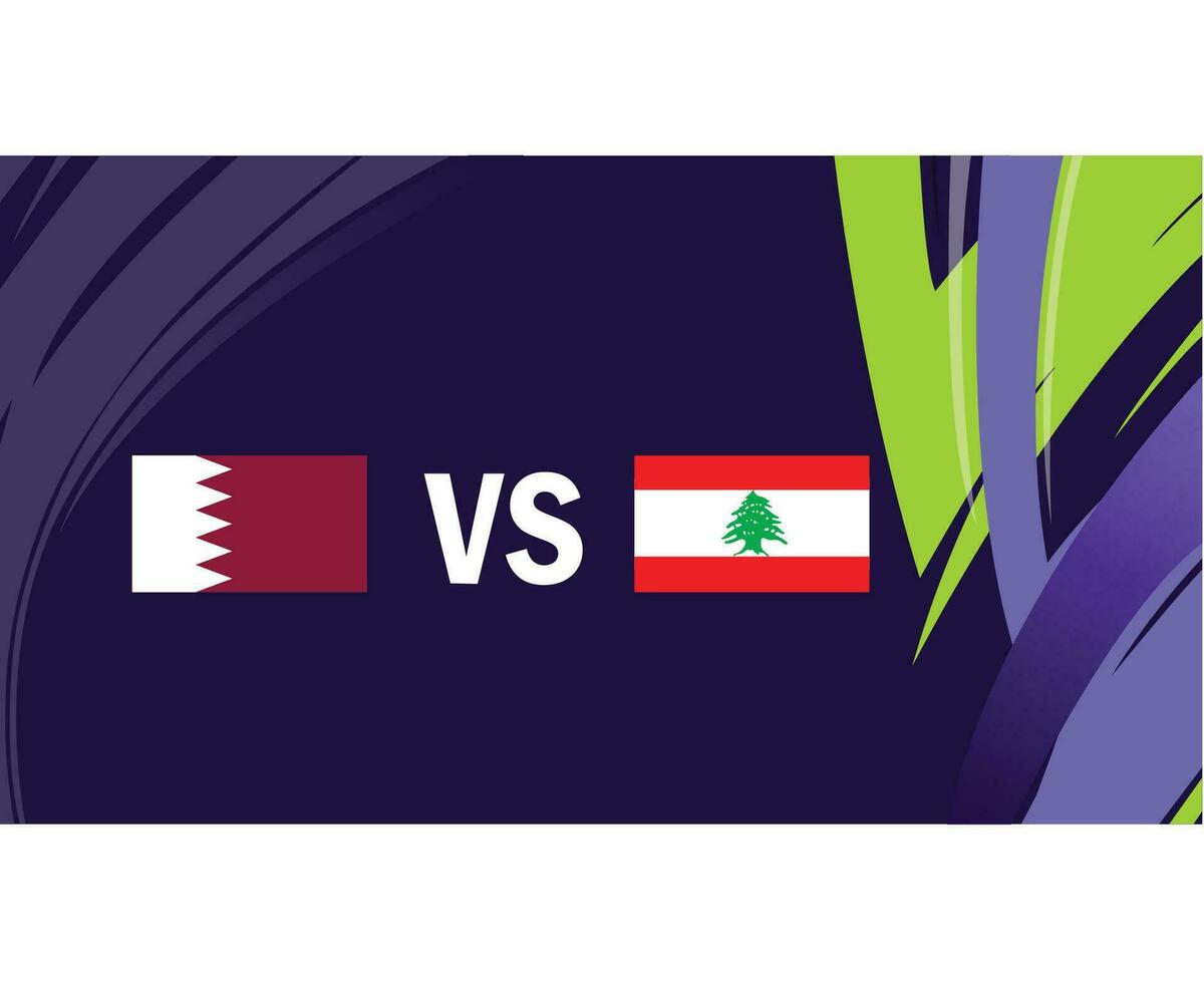Katar y Líbano asiático banderas naciones 2023 grupo un equipos países asiático fútbol americano símbolo logo diseño vector ilustración