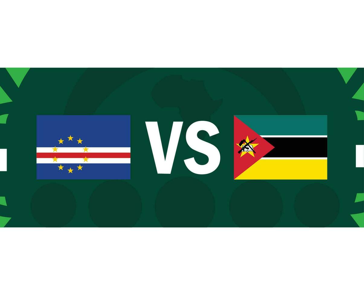 capa verde y Mozambique africano banderas naciones 2023 grupo si equipos países africano fútbol americano símbolo logo diseño vector ilustración