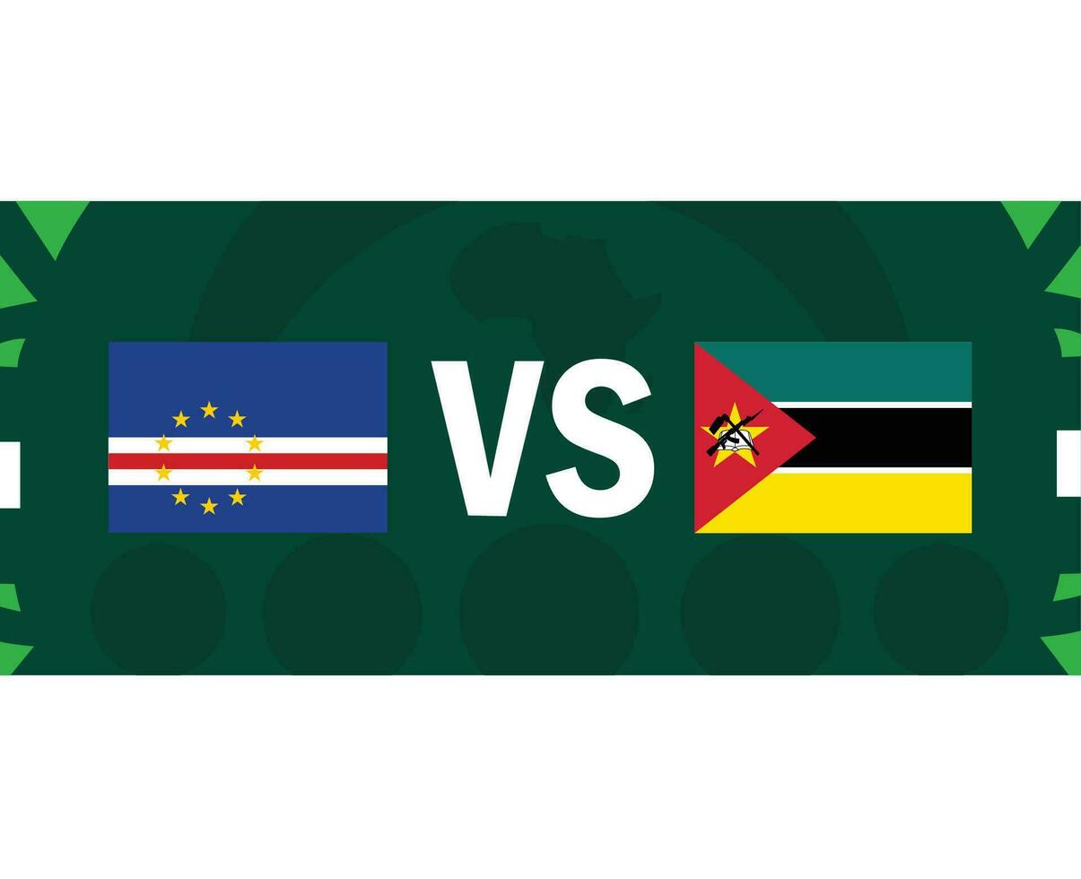 Cape Verde And Mozambique African Flags Nations 2023 Group B Teams Countries African Football Symbol Logo Design Vector Illustration