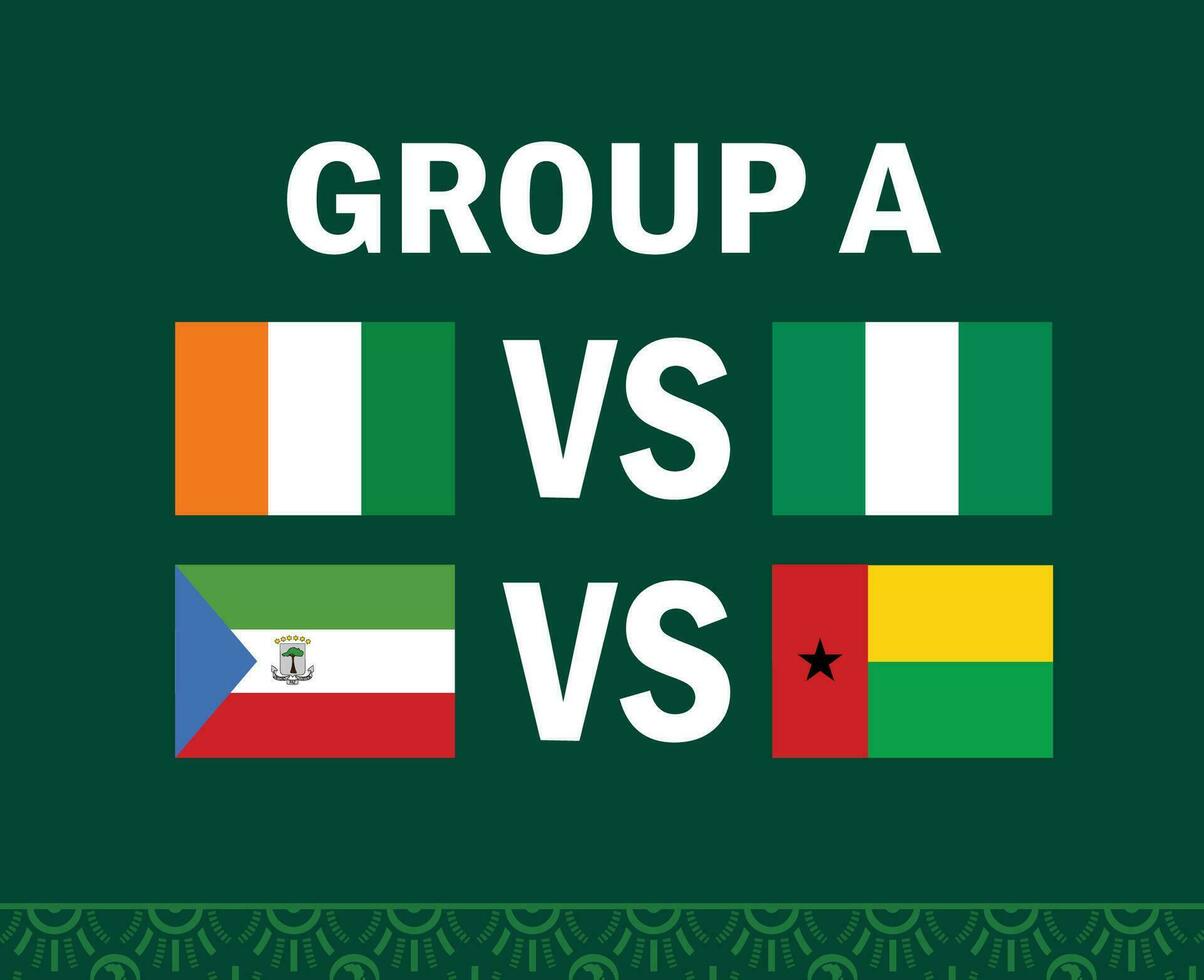 redil divoire Nigeria Guinea Bissau y ecuatorial Guinea africano banderas naciones 2023 grupo un equipos países africano fútbol americano símbolo logo diseño vector ilustración