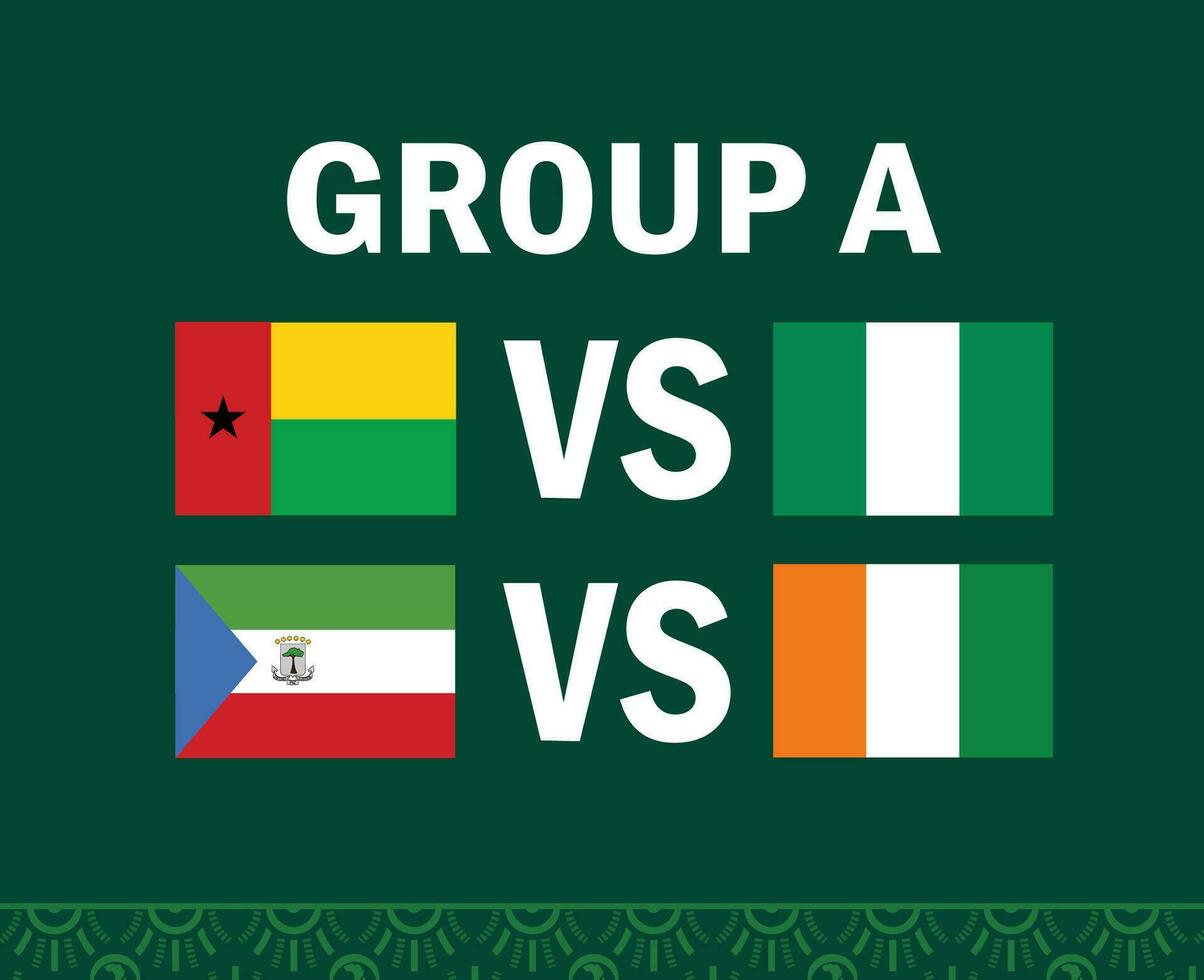 redil divoire Nigeria Guinea Bissau y ecuatorial Guinea africano banderas naciones 2023 grupo un equipos países africano fútbol americano símbolo logo diseño vector ilustración