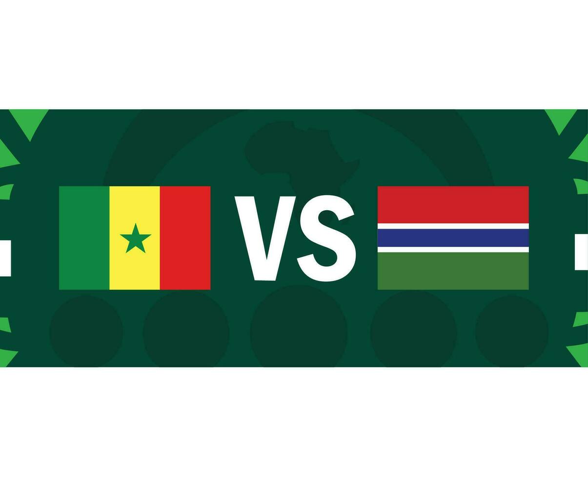 Senegal And Gambia African Flags Nations 2023 Group C Countries African Football Design Vector Illustration