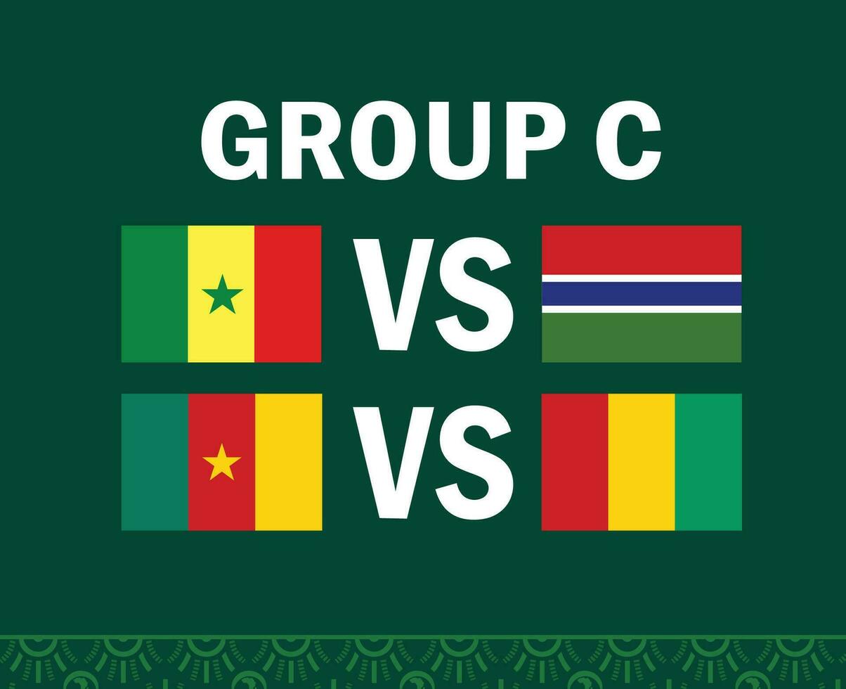 Guinea Gambia Senegal And Cameroon African Flags Nations 2023 Group C Teams Countries African Football Symbol Logo Design Vector Illustration