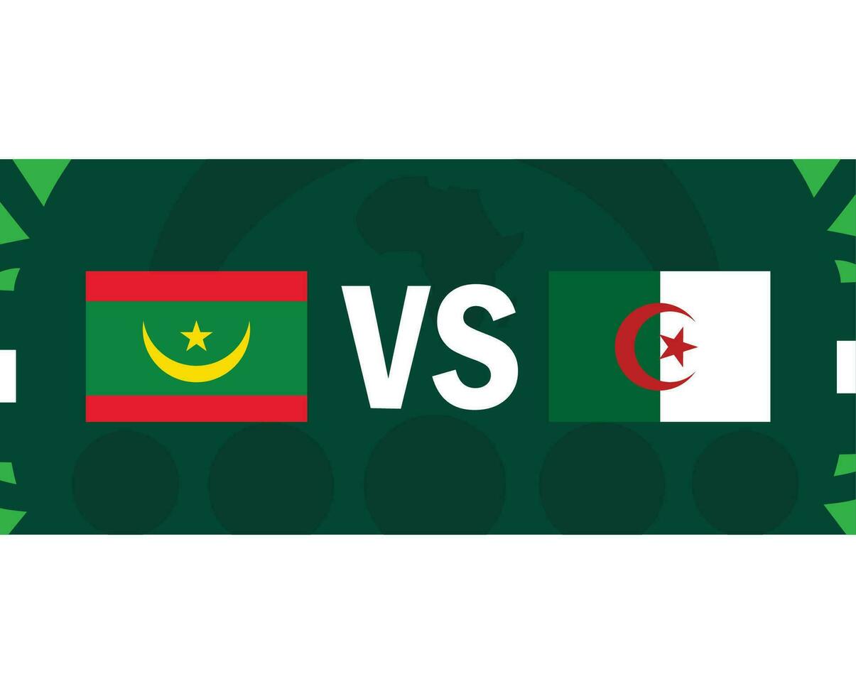 Mauritania And Algeria African Flags Nations 2023 Group D Teams Countries African Football Symbol Logo Design Vector Illustration