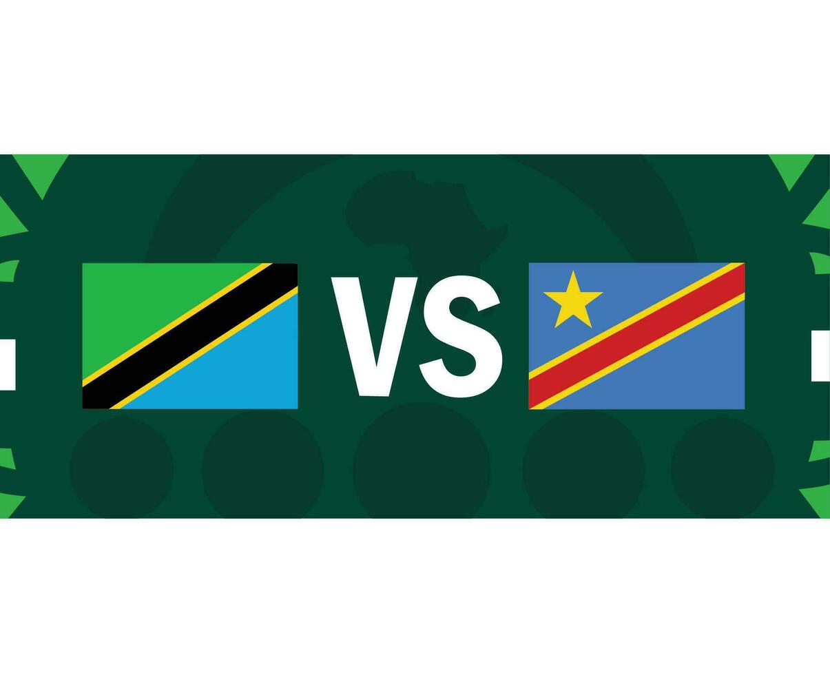 Tanzania And Dr Congo African Flags Nations 2023 Group F Teams Countries African Football Symbol Logo Design Vector Illustration