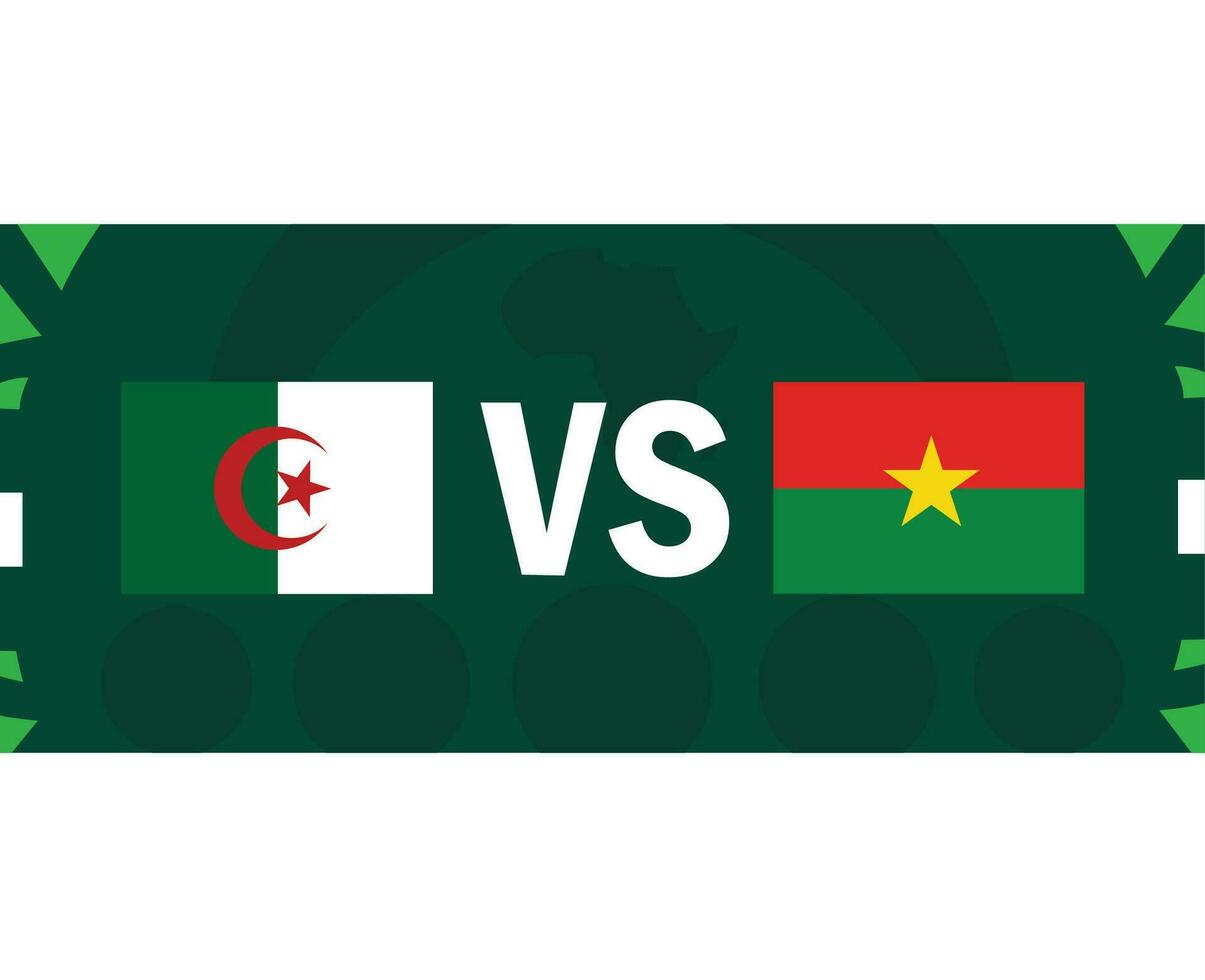 Argelia y burkina faso africano banderas naciones 2023 grupo re equipos países africano fútbol americano símbolo logo diseño vector ilustración