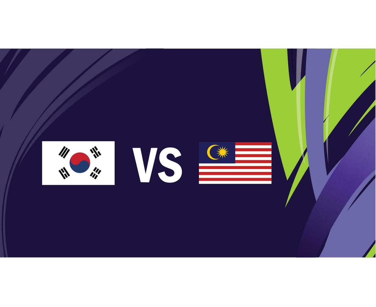 Korea Republic And Malaysia Asian Flags Nations 2023 Group E Teams Countries Asian Football Symbol Logo Design Vector Illustration