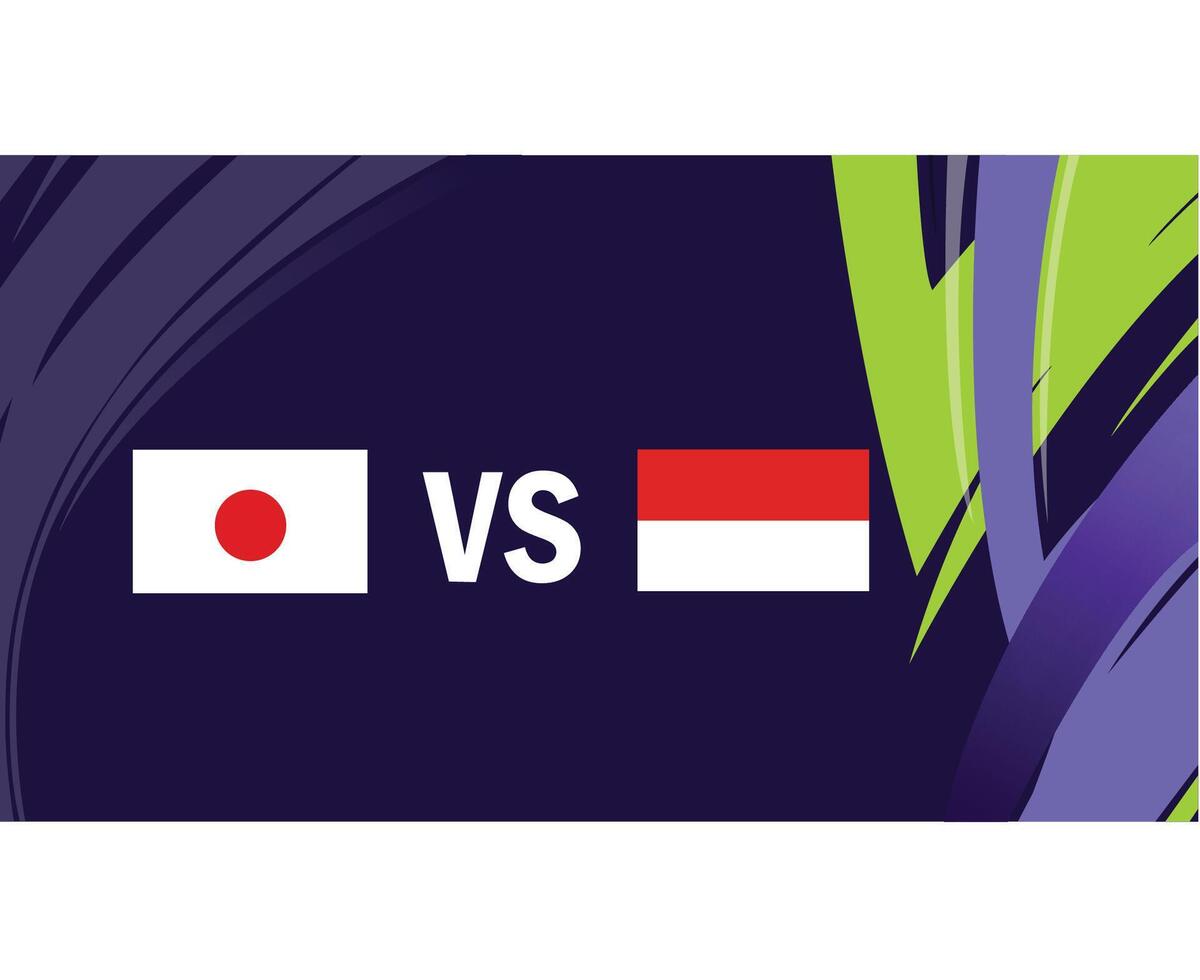 Japan And Indonesia Asian Flags Nations 2023 Group D Teams Countries Asian Football Symbol Logo Design Vector Illustration