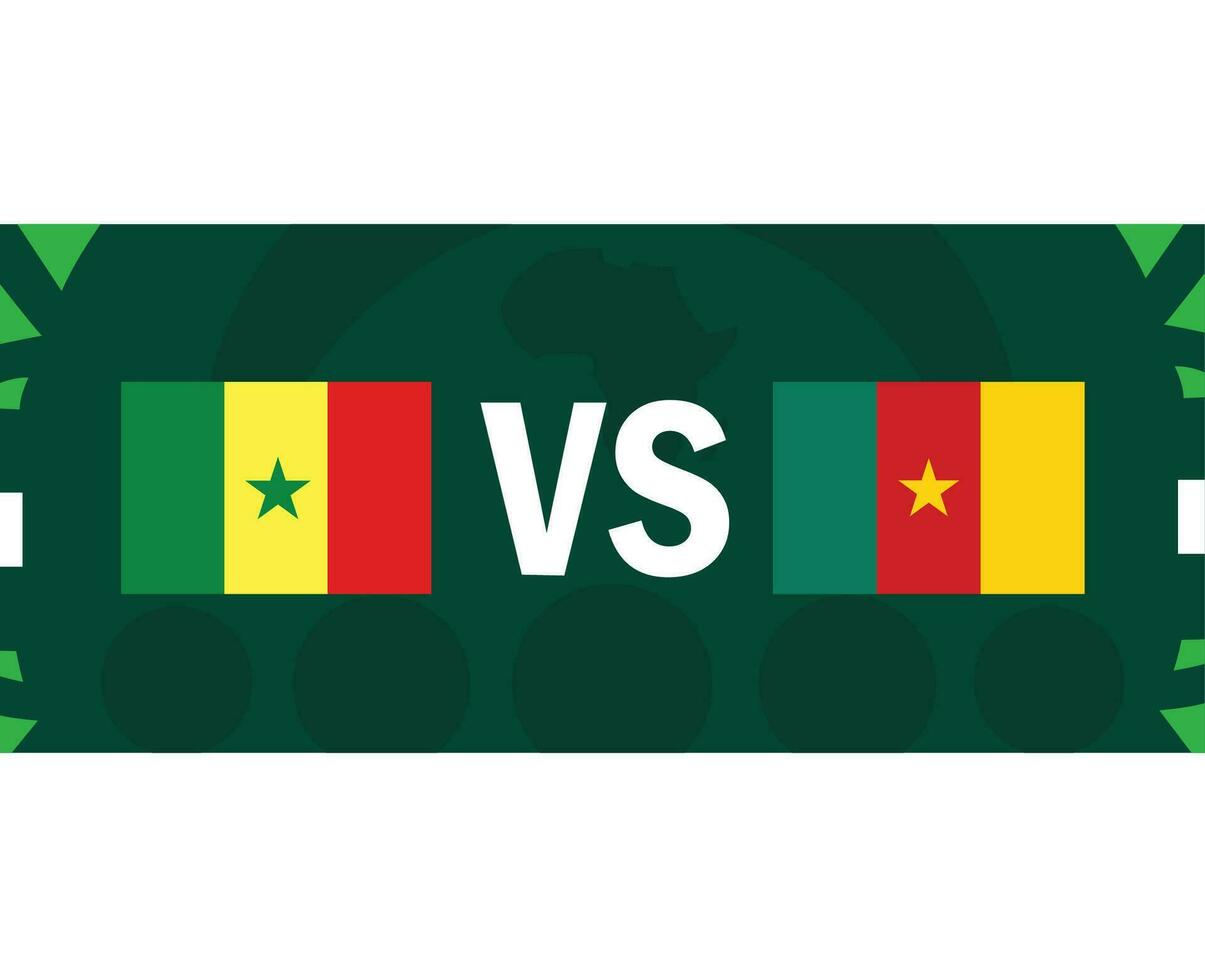 Senegal y Camerún africano banderas naciones 2023 grupo C equipos países africano fútbol americano símbolo logo diseño vector ilustración