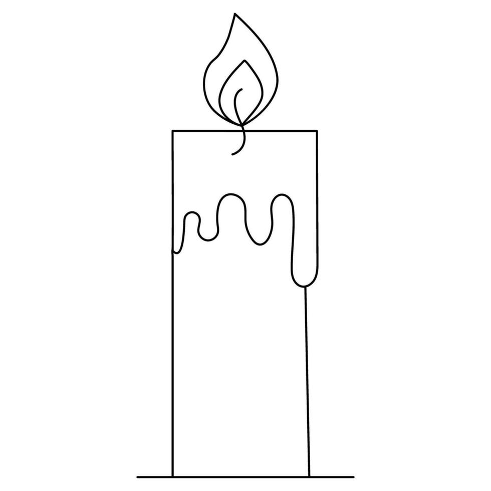 Continuous single line art drawing of candle and minimalist outline vector art drawing