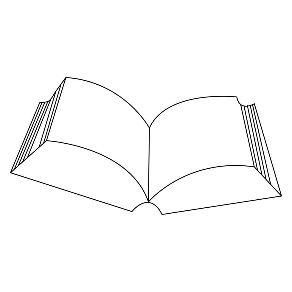 Continuous single line open book art drawing vector style illustration