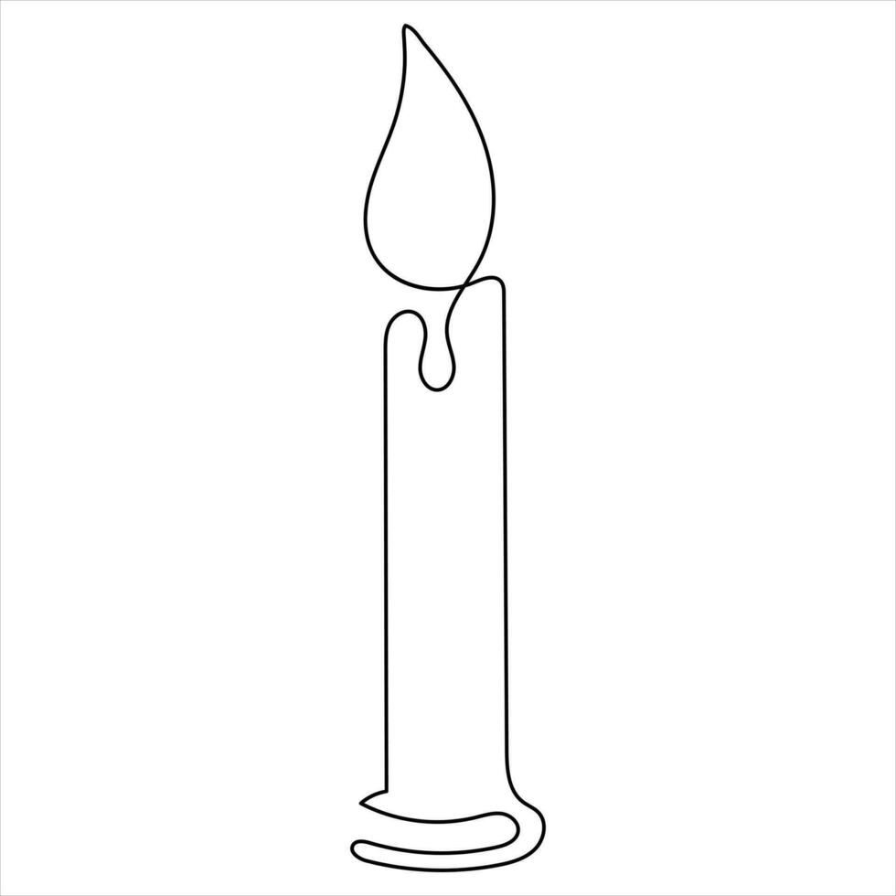 Continuous single line art drawing of candle and minimalist outline vector art drawing