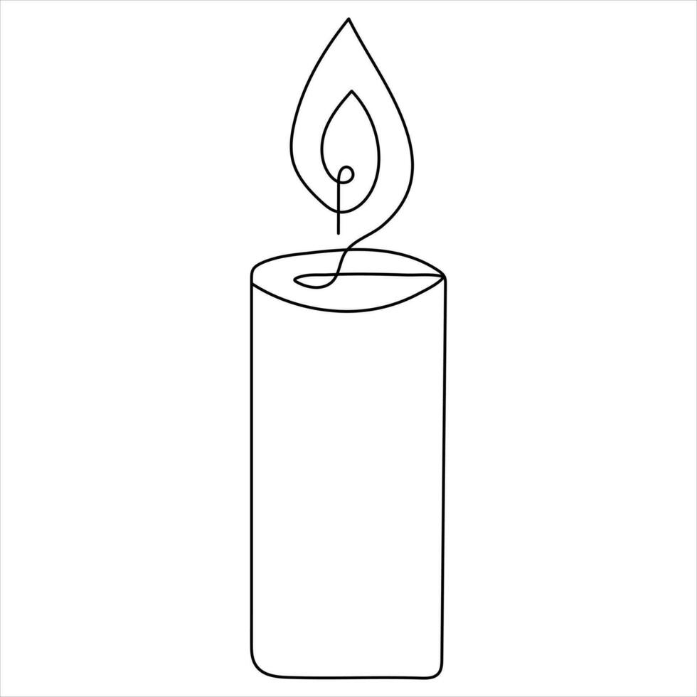 Continuous single line art drawing of candle and minimalist outline vector art drawing