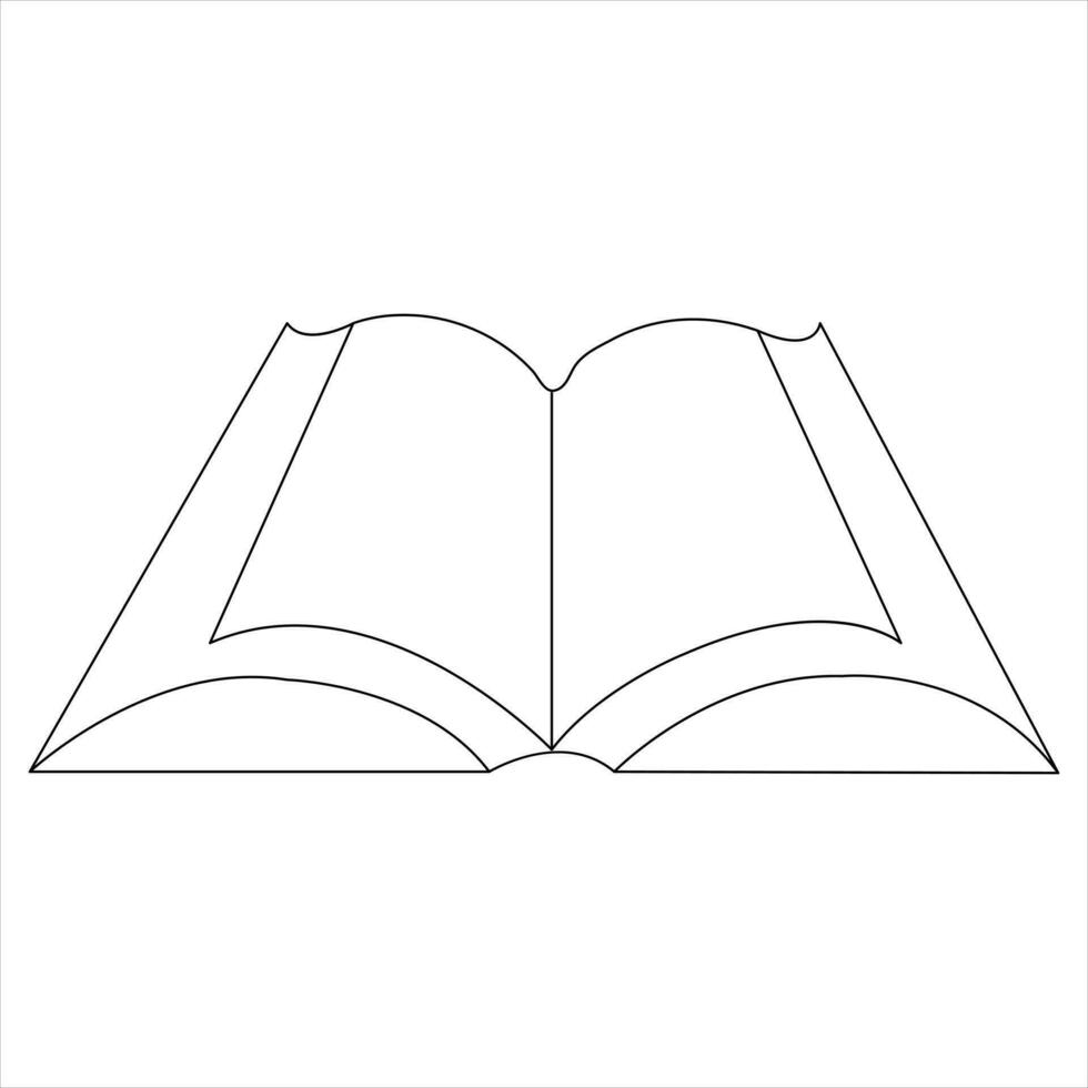 Continuous single line open book art drawing vector style illustration