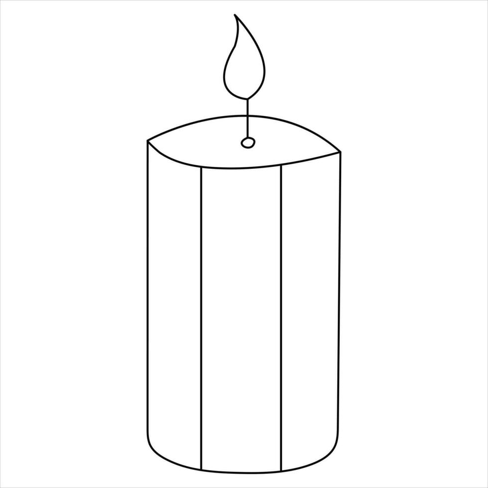 Continuous single line art drawing of candle and minimalist outline vector art drawing