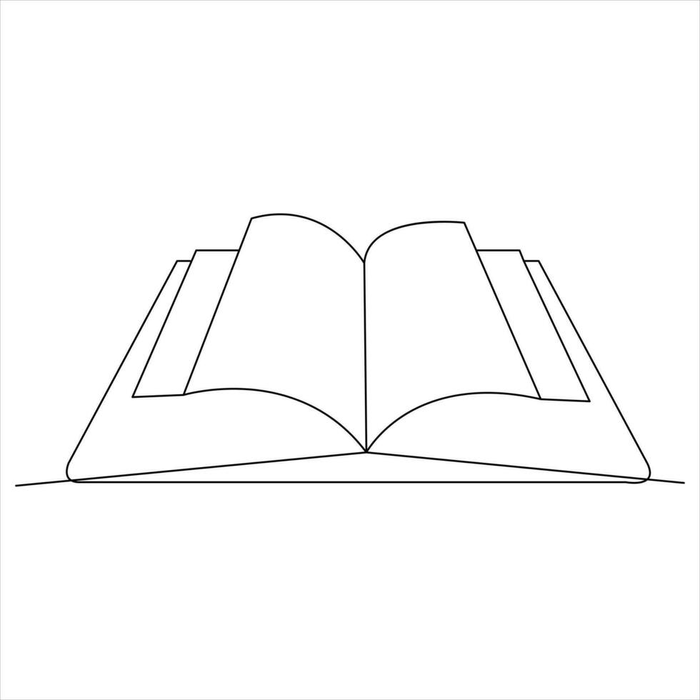 Continuous single line open book art drawing vector style illustration
