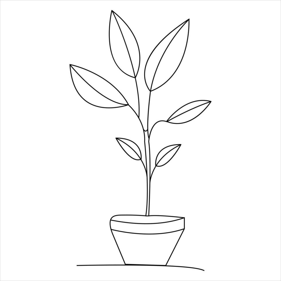 Tree continuous single line art of drawing and tree style  vector illustration