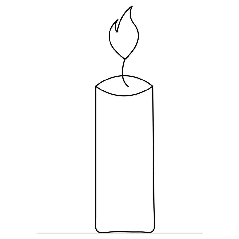 Continuous single line art drawing of candle and minimalist outline vector art drawing