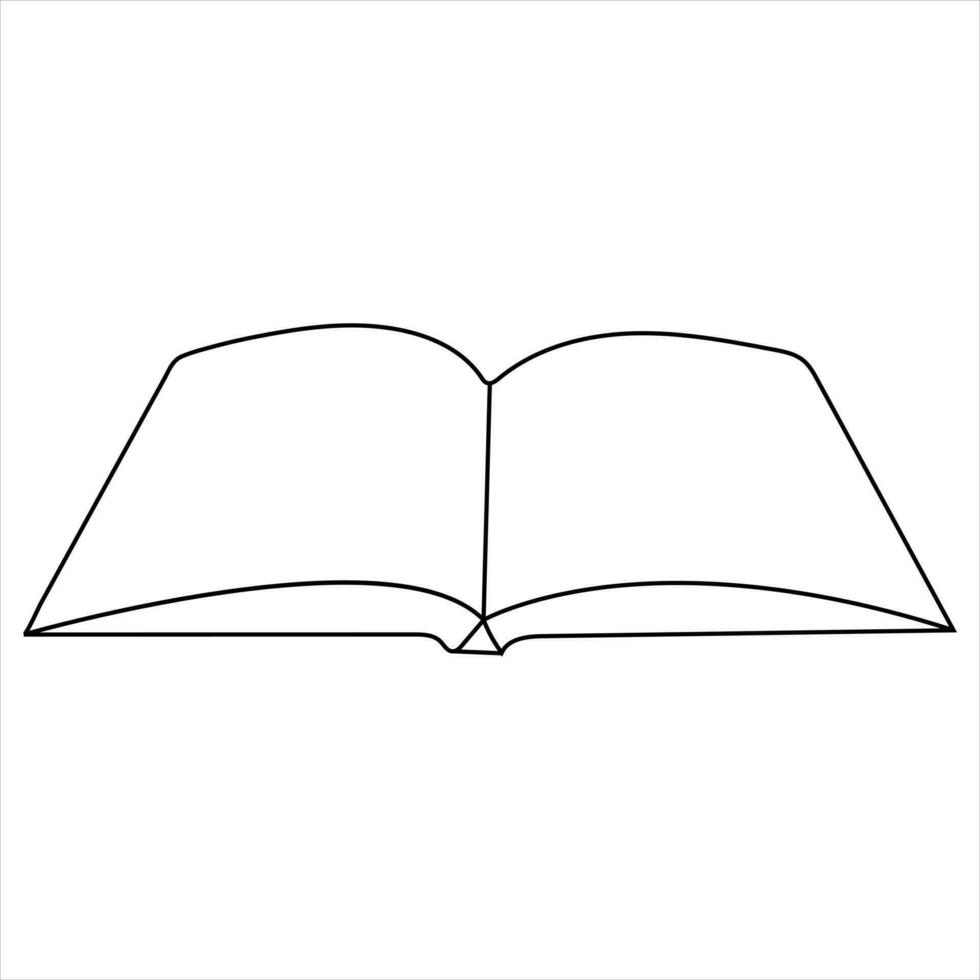 Continuous single line open book art drawing vector style illustration