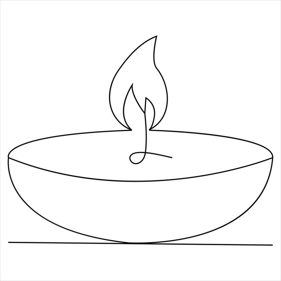 Continuous single line art drawing of candle and minimalist outline vector art drawing