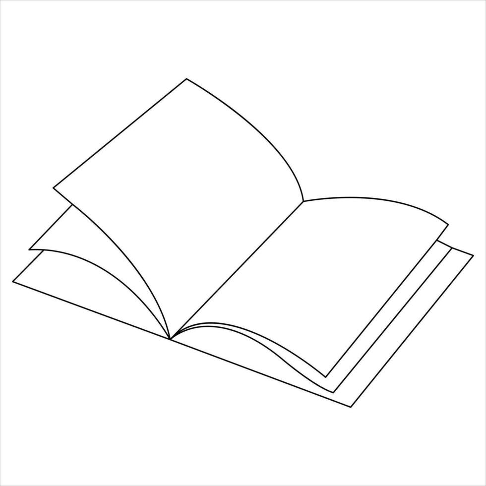 Continuous single line open book art drawing vector style illustration