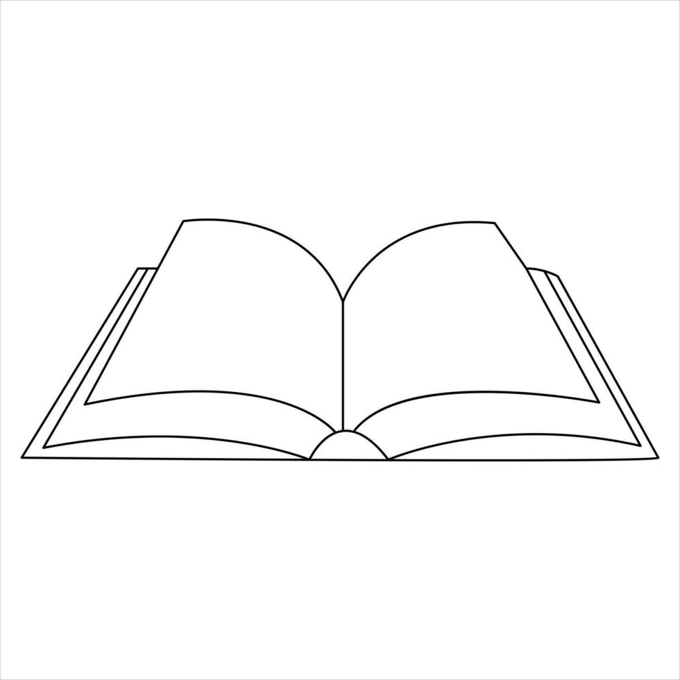 Continuous single line open book art drawing vector style illustration