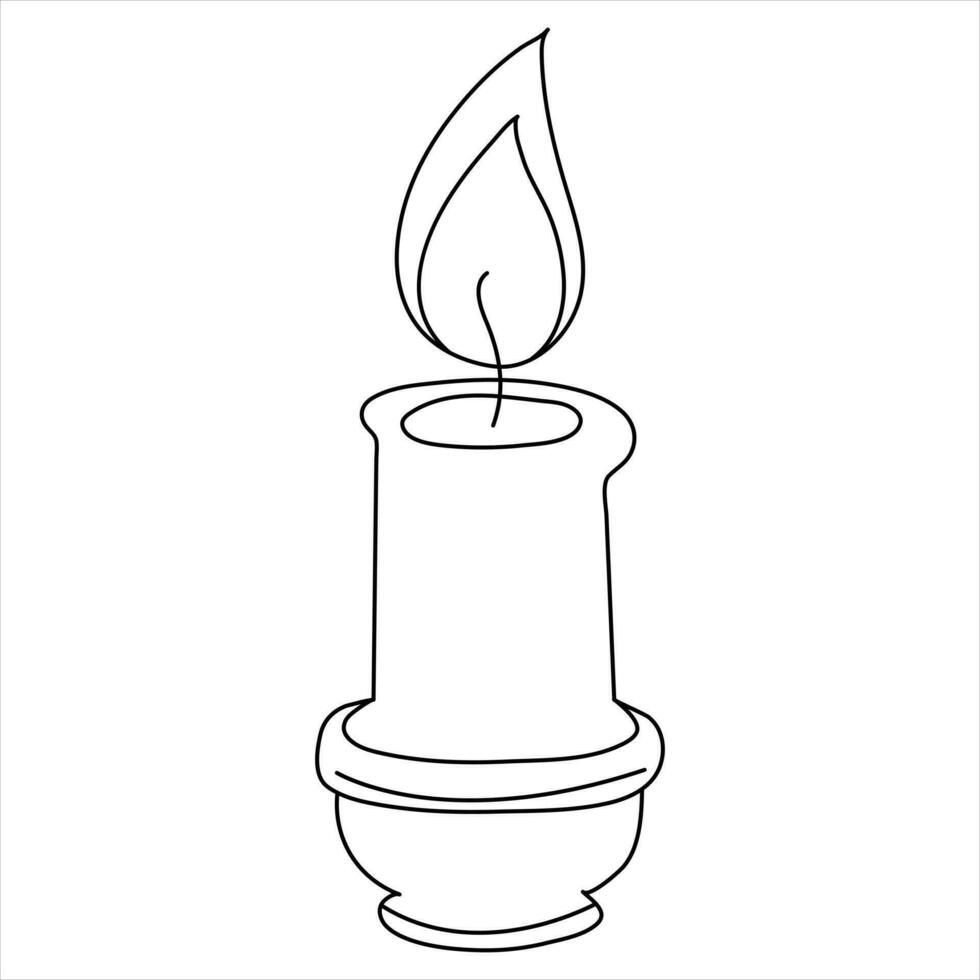 Continuous single line art drawing of candle and minimalist outline vector art drawing