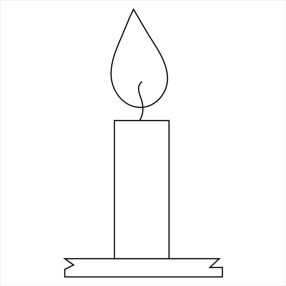 Continuous single line art drawing of candle and minimalist outline vector art drawing