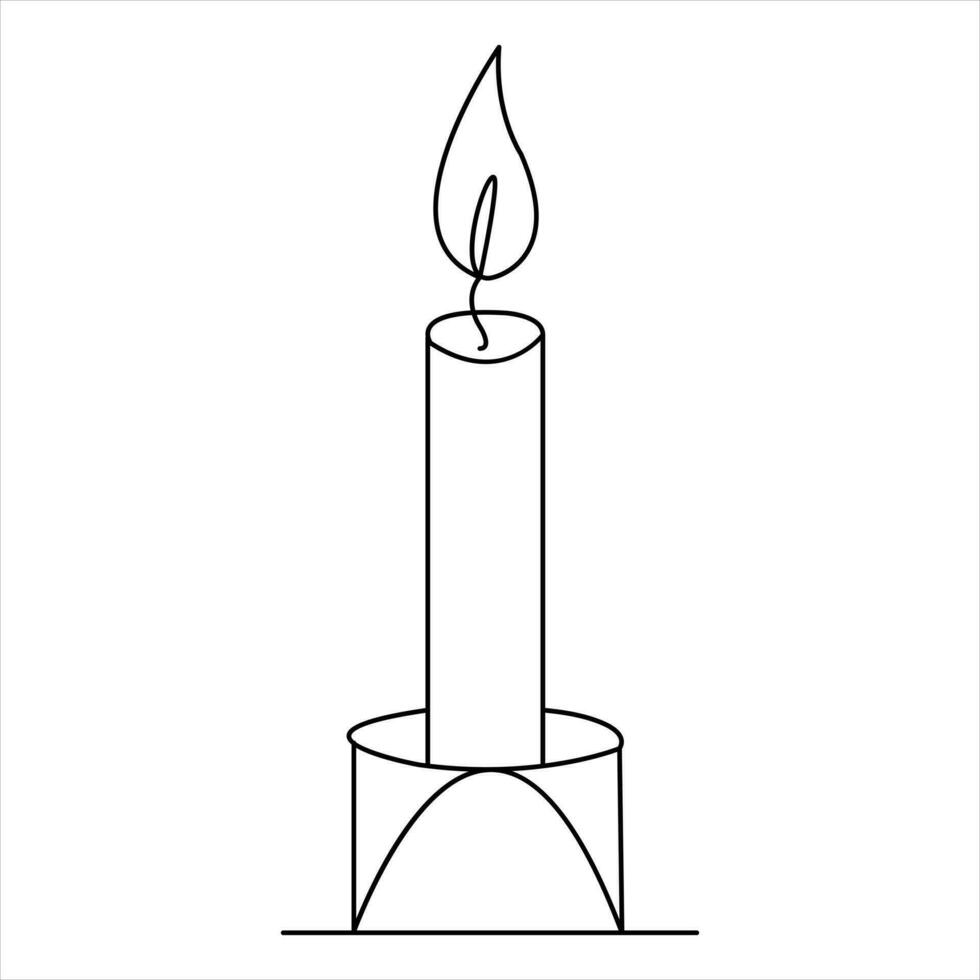 Continuous single line art drawing of candle and minimalist outline vector art drawing