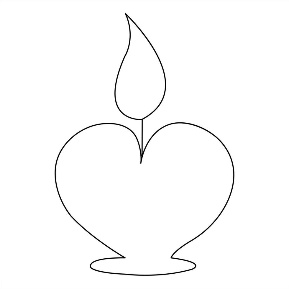 Continuous single line art drawing of candle and minimalist outline vector art drawing