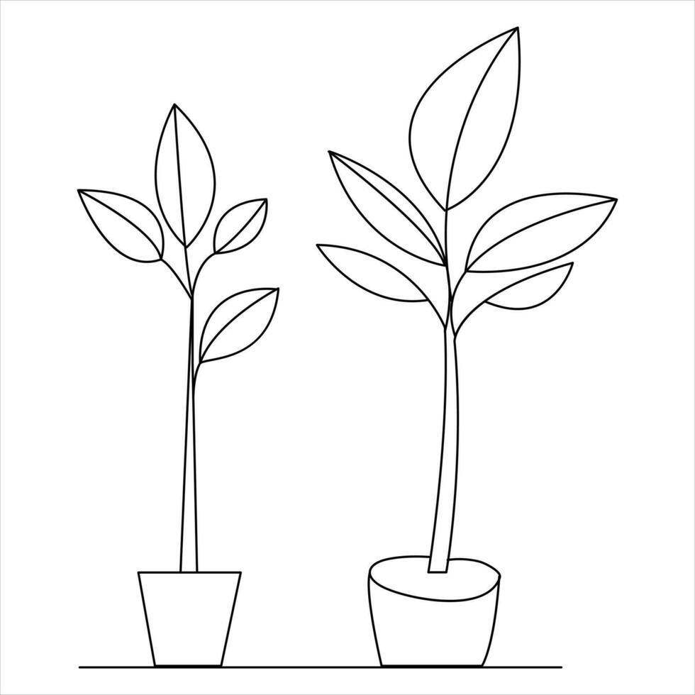 árbol continuo soltero línea Arte de dibujo y árbol estilo vector ilustración