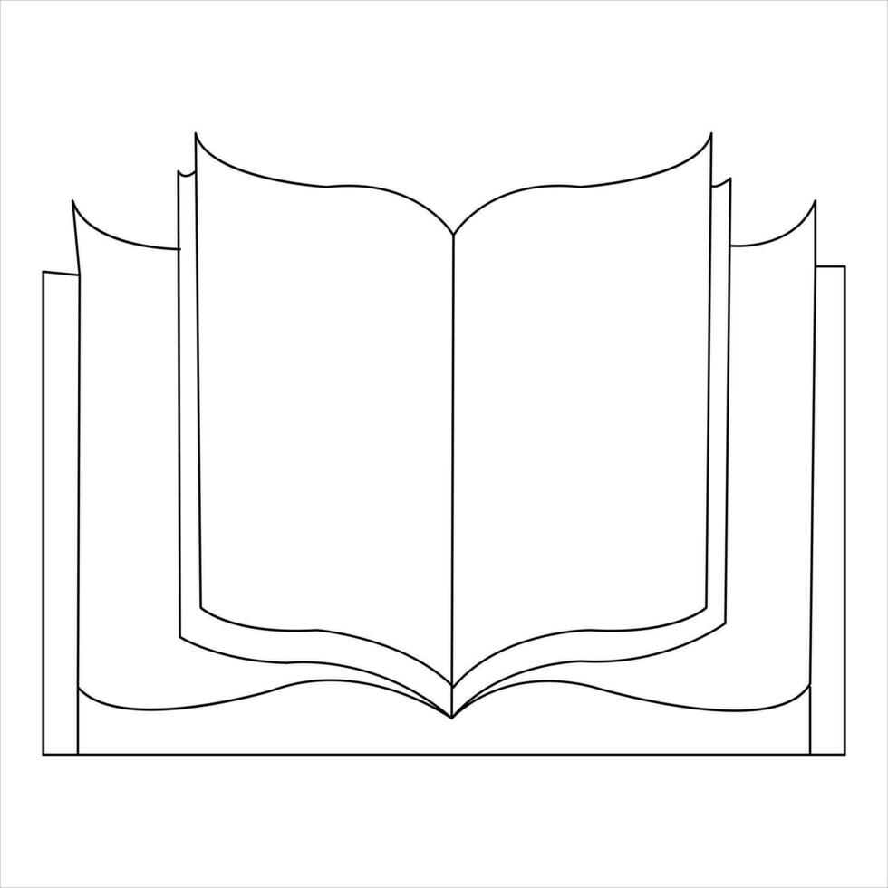 Continuous single line open book art drawing vector style illustration