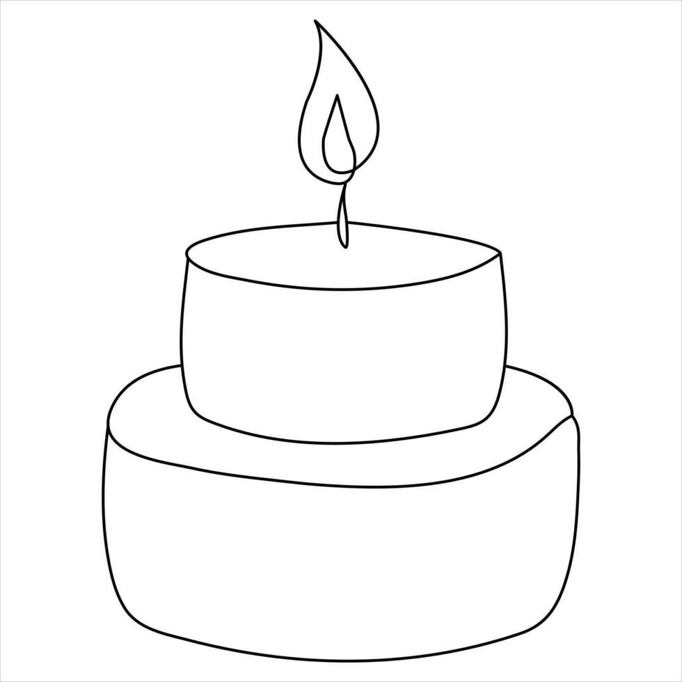 Continuous single line art drawing of candle and minimalist outline vector art drawing