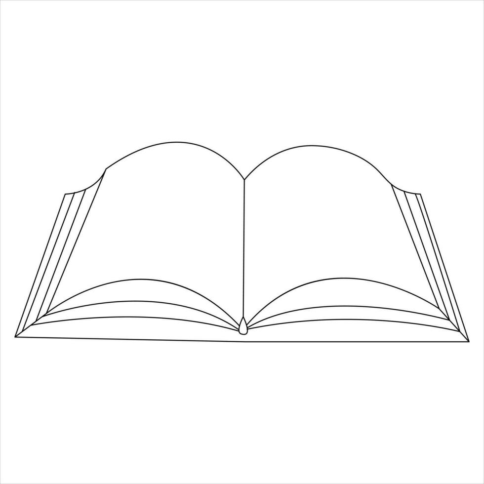 Continuous single line open book art drawing vector style illustration
