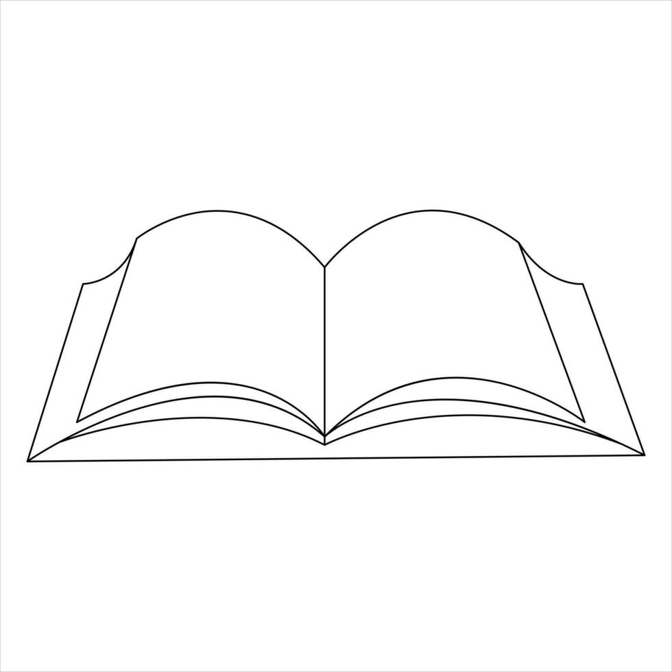 Continuous single line open book art drawing vector style illustration