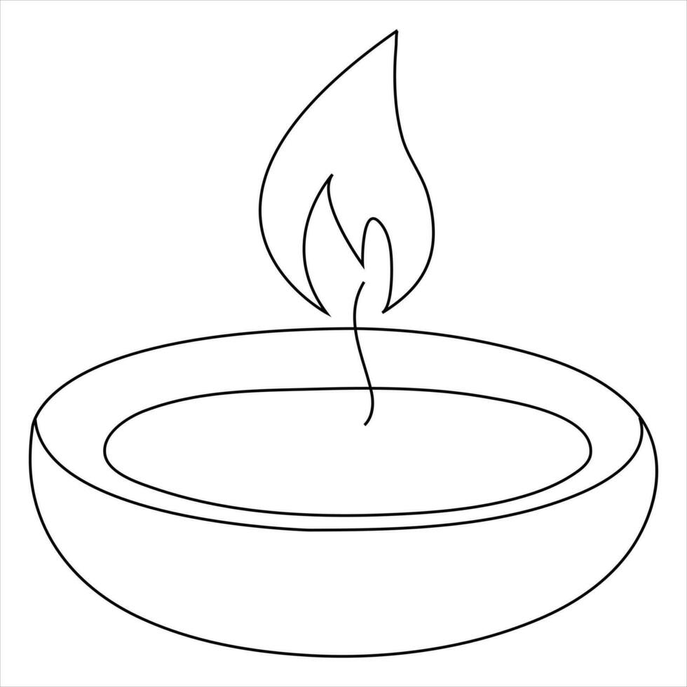 Continuous single line art drawing of candle and minimalist outline vector art drawing