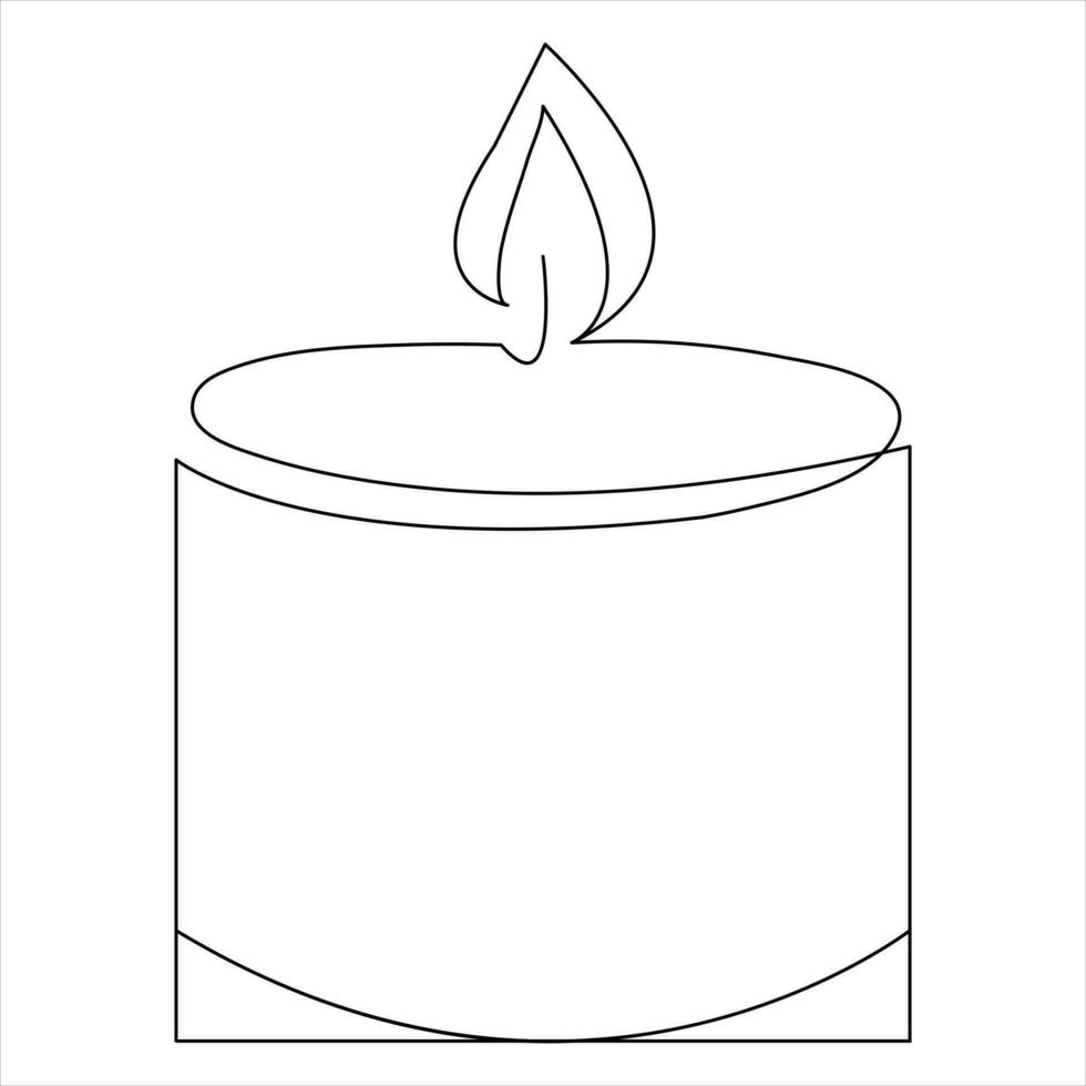Continuous single line art drawing of candle and minimalist outline vector art drawing