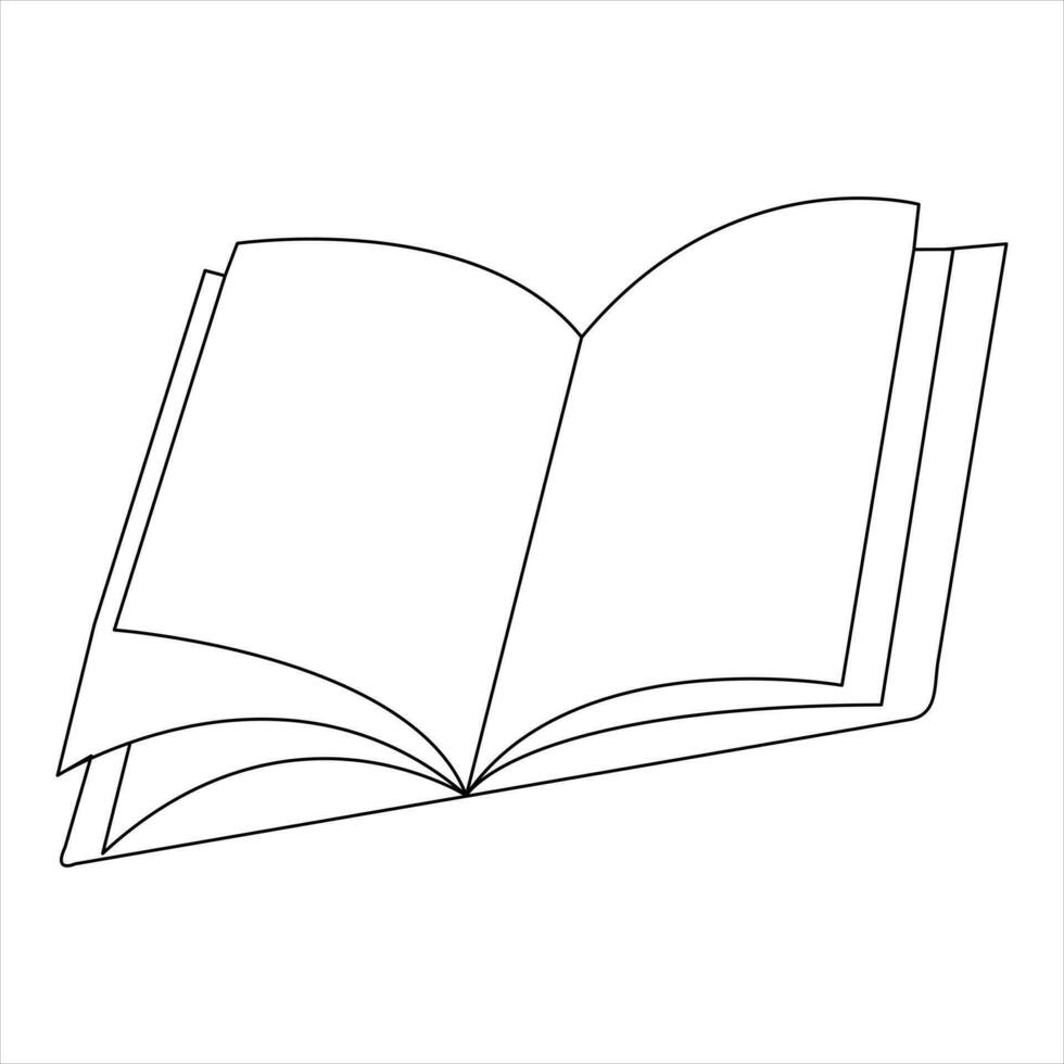 Continuous single line open book art drawing vector style illustration