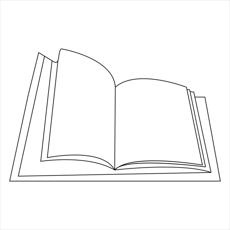 Continuous single line open book art drawing vector style illustration