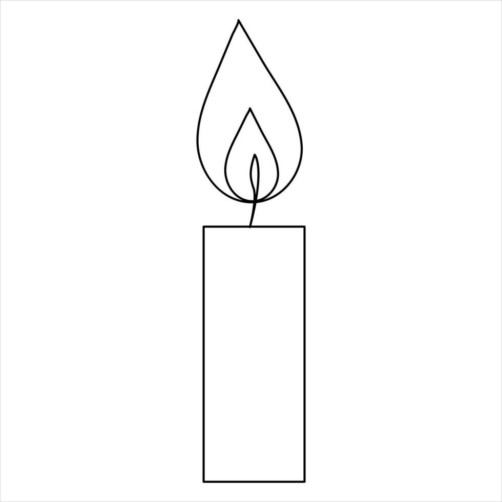 Continuous single line art drawing of candle and minimalist outline vector art drawing