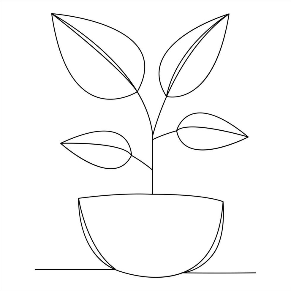 Tree continuous single line art of drawing and tree style  vector illustration